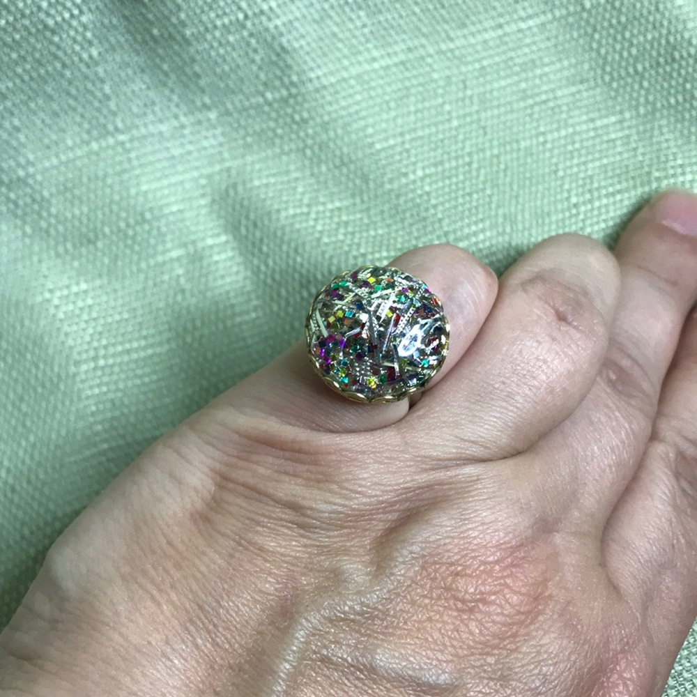 Adjustable Multicolored Funky Ring - image 1